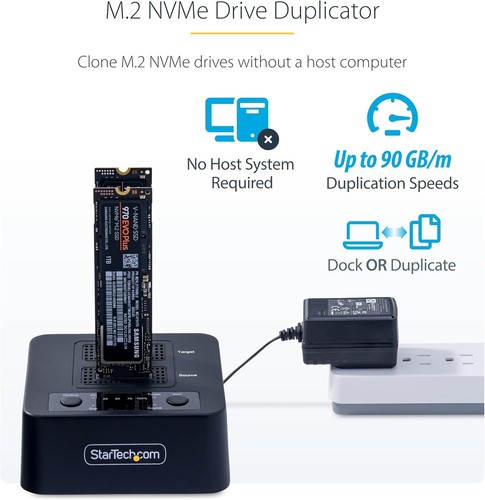 StarTech.com 1:1 M.2 NVMe Drive Duplicator, 90GBpm Standalone M.2 SSD Cloner/Cop - Picture 8 of 8