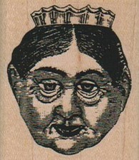 Lady With Scalloped Hat 1 3/4 x 2" Mounted Rubber Stamp, Steampunk Stamp