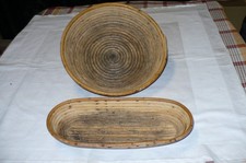 2 antike alte mit Weiden geflochtene Brotkörbe 31 u. 35 cm dm  aus der Zeit 1940