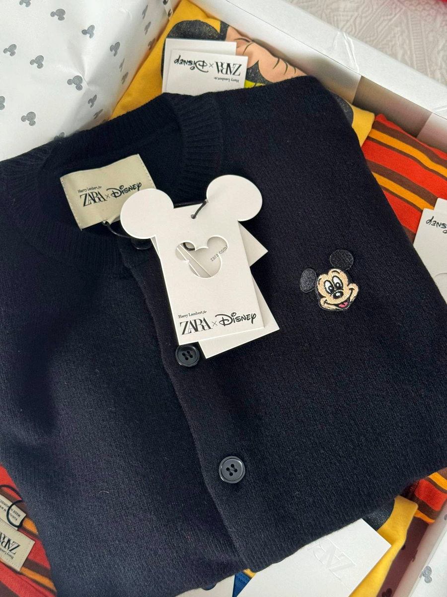 ZARA×Disney カーディガン XL Harry Lambert x Zara x Disney Mickey Wool Cardigan XL Gray (Ships