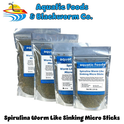 40% Spirulina Worm Like Sinking Micro Sticks for Bottom Feeders, all Tropicals