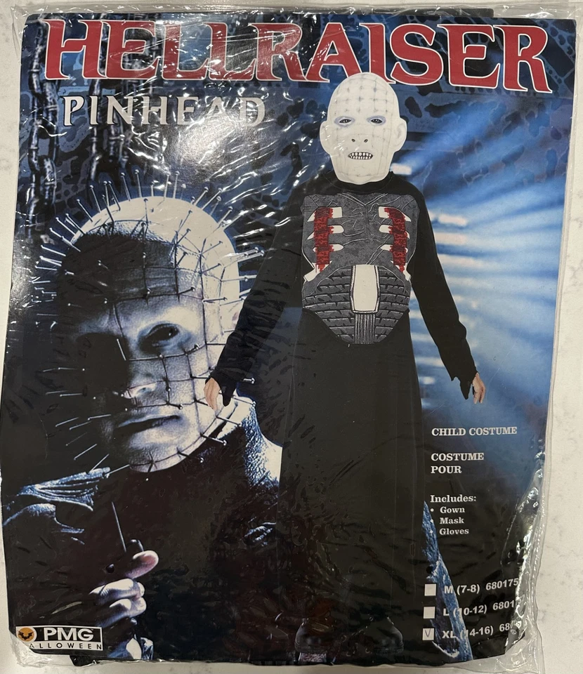 Disfraz HELLRAISER Cabeza de Alfiler Niño CON Máscara y Guantes, Talla XL (14-16), NUEVO Foto 2 de 4