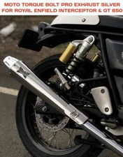 MOTO TORQUE BOLT PRO EXHAUST SILVER FIT FOR ROYAL ENFIELD INTERCEPTOR & GT 650