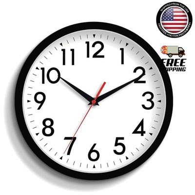 Stylish Black 14-Inch Battery Powered Silent Clock - Ideal for Indoor & Outdoor