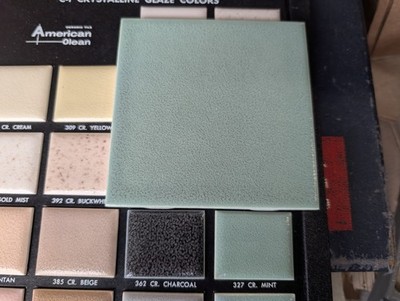 2 pcs American Olean Vintage Ceramic Tile 4 1/4'' Crystalline Mint #327 Square 