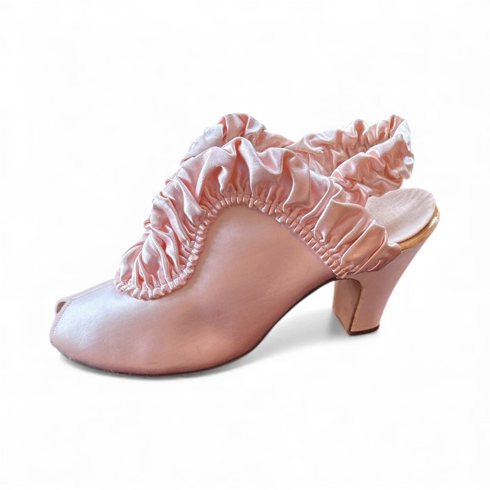 Zapatillas tocador vintage Daniel verde rosa satinado Foto 3 de 4