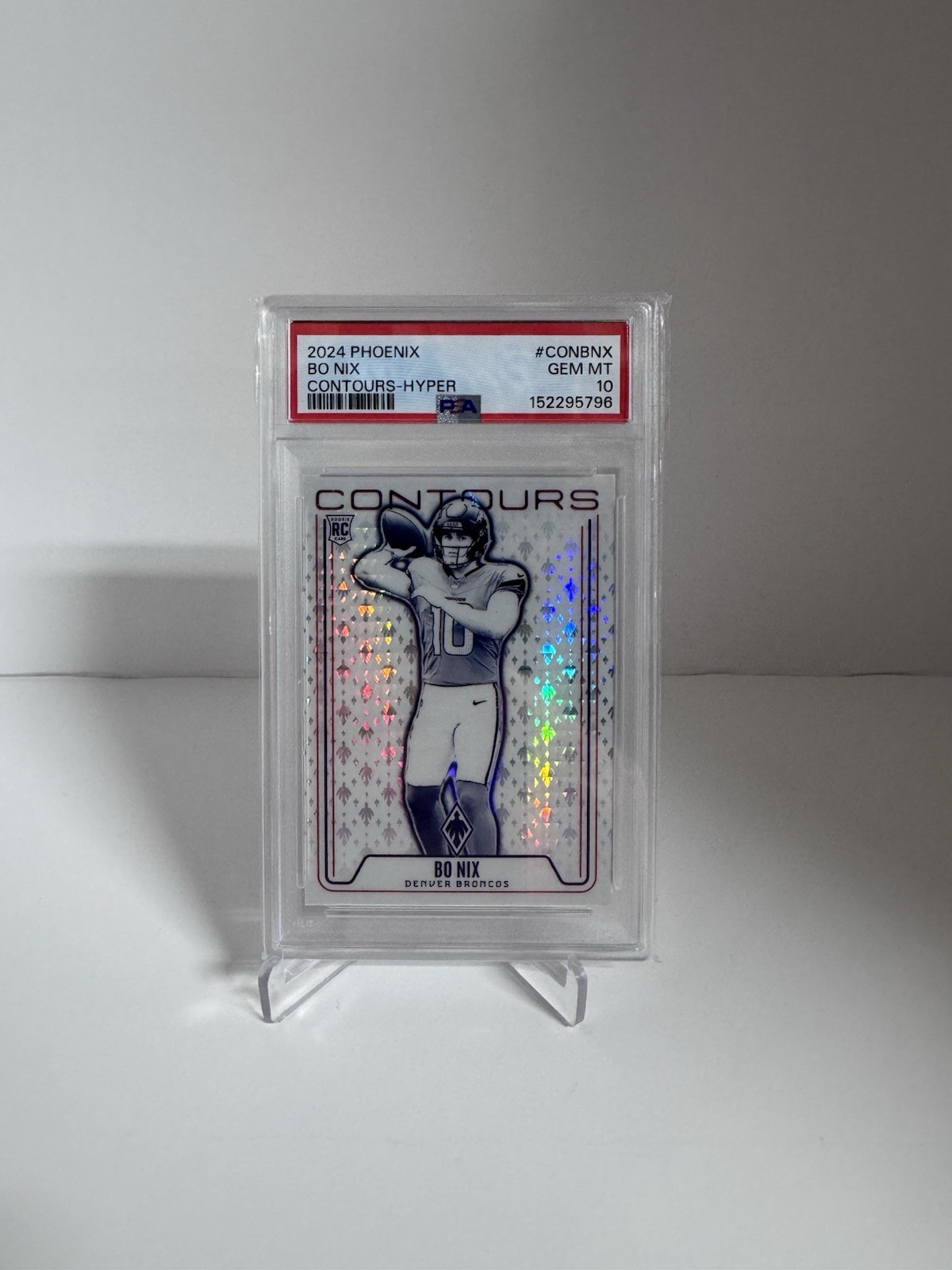 2024 Panini Phoenix Contours Bo Nix Hyper Rookie Insert #CONBNX PSA 10 Broncos