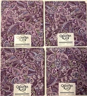 4 PURPLE PAISLEY FLORAL 100% Cotton Fabric Fat Quarters (18 x 22 inches) New!