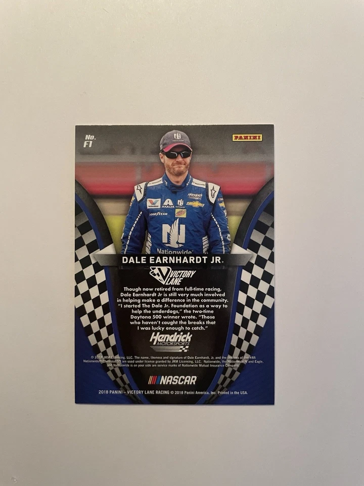 2018 Panini Victory Lane #F1 Dale Earnhardt Jr. - Foundations - GREEN 5/5 -RARE - Image 2 of 2
