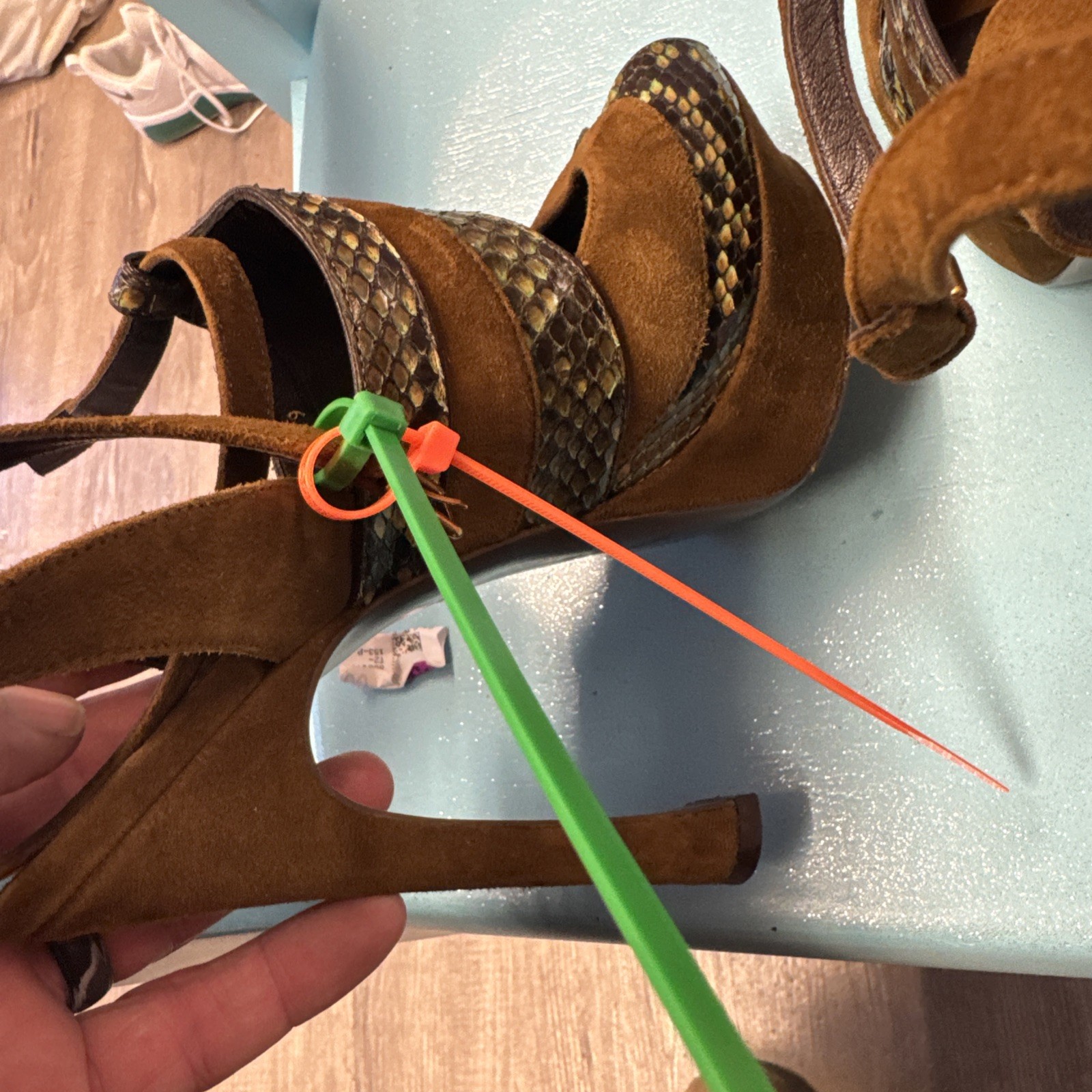 SAINT LAURENT Vintage Scamosciato Pitone Palais 105 Tacchi Tabacco e Verde 39 Bellissimo