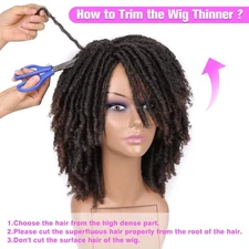 Dreadlock Short Twist Wigs for Black Women Afro Curly Synthetic Wig (1B/30#)