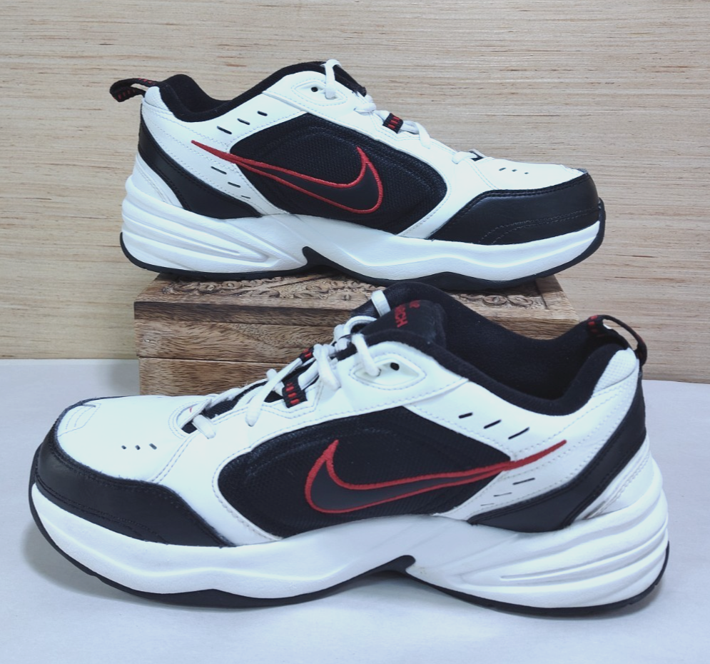 SAOLA Scarpe da basket Nike Air Monarch IV da uomo bianche rosse nere da passeggio taglia 10 W