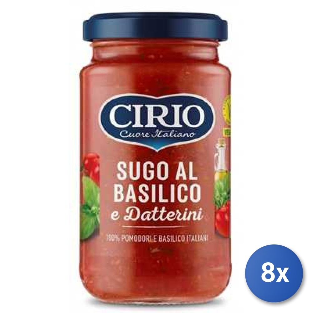 8x Cirio Basil Tomato Sauce Datterino 190 g Glass Jar Multipack