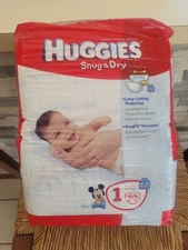Huggies Snug & Dry 50 Count Diapers Size 1 Disney Baby Mickey Mouse 8-14 lbs