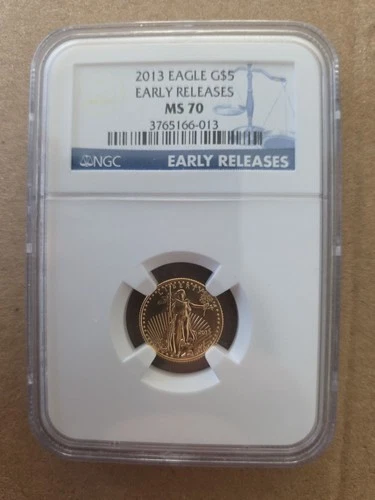 2013 Eagle G$5 EARLY RELEASE MS70 1/10 Oz Fine Gold Coin