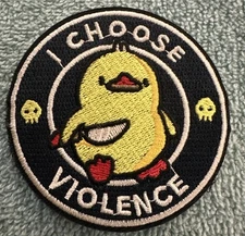 I CHOOSE VIOLENCE 3x3 Embroidered Morale Patch Hook Backing Brand New