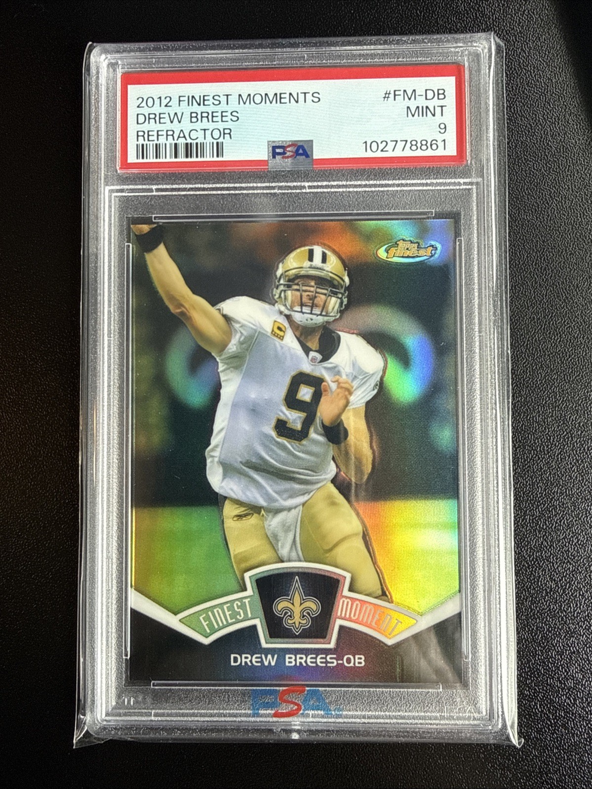 Drew Brees New Orleans Saints 2012 Topps Finest Moments Refractor PSA 9 FM-DB