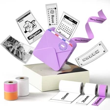 Phomemo M02S Mini Printer Smartphone Compatible Thermal Printer Set with 6 Rolls