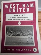 west ham utd v burnley 22/10/1962 div 1