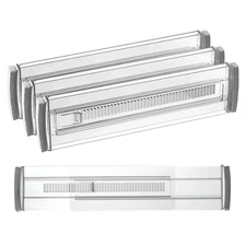 4 Pack 3.1" High 11.2" to 20" Expandable Drawer Dividers Organizer Clear Black