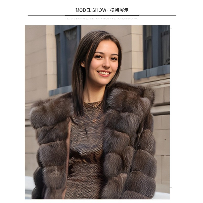 Genuine Mink Fur Coat Long Women's Hooded Warm Coat 2025 Winter