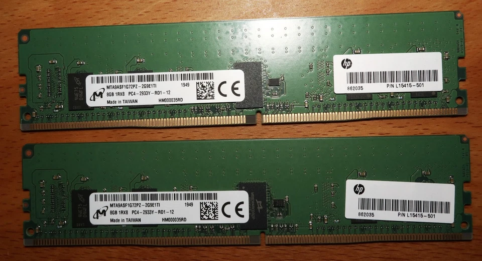 Micron RAM RDIMM 8GB PC4-2933Y-RD1-12 MTA9ASF1G72PZ-2G9E1TI   HP p/n L15415-501 - Image 2 of 4
