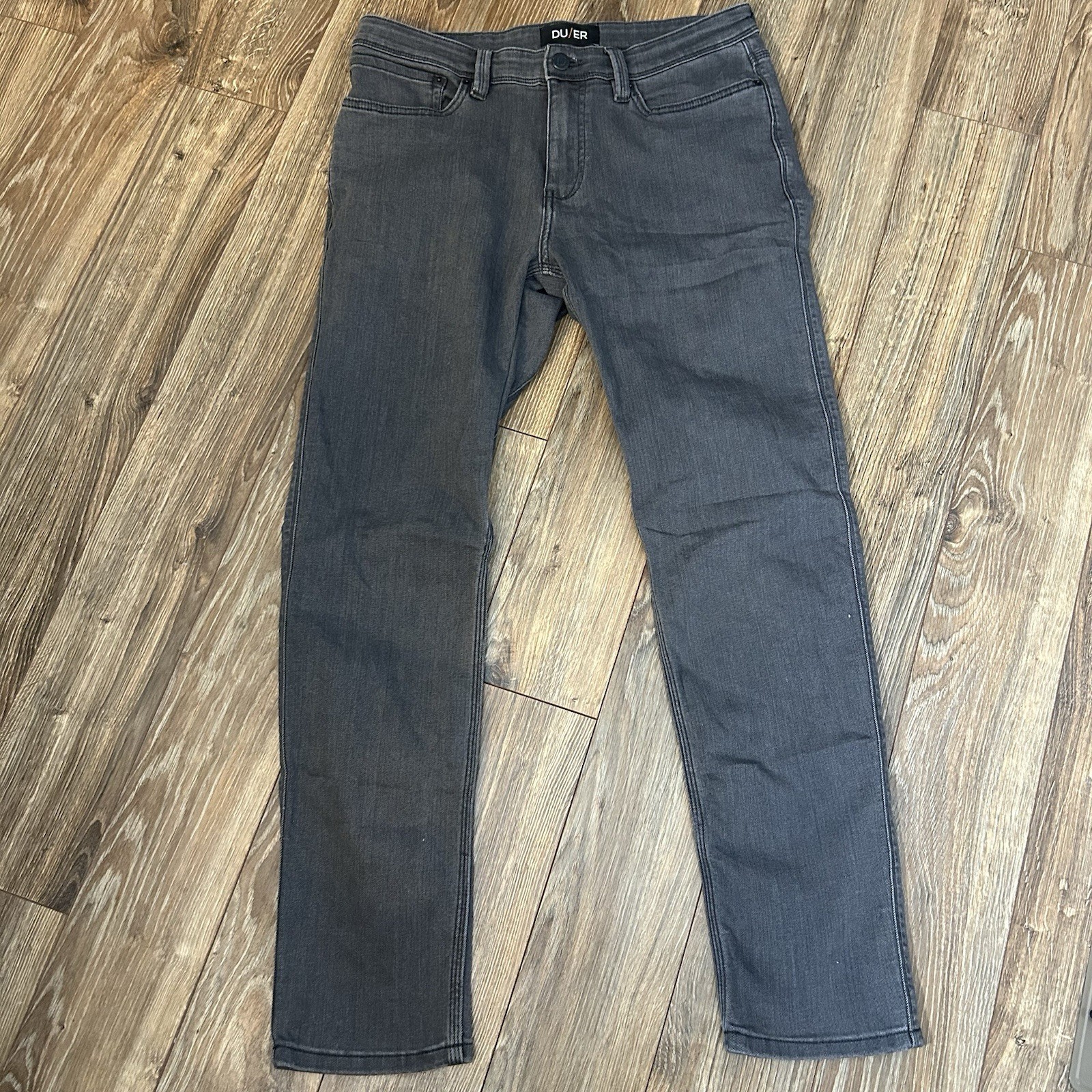 DU/ER L2X Slim Fit Gray Jeans Men's Size 34x30” Straight Leg Stretch Comfort