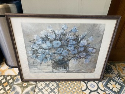 Blauer Mohn Aquarell Druck Stillleben Boden Kooman gerahmt Blumen