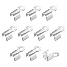 400Pcs Fold Over Cord Ends 3x6mm Terminators Crimp Cap Clasp Tips Silver