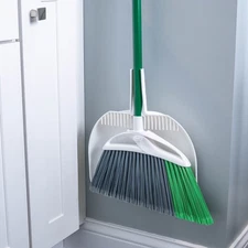 Libman Extra Large Precision Angle Broom Green Steel Handle Clean Fibers Dustpan
