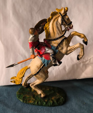 ELASTOLIN Germany vintage 1970 série MOYEN AGE cavalier cabré à la hache TBE