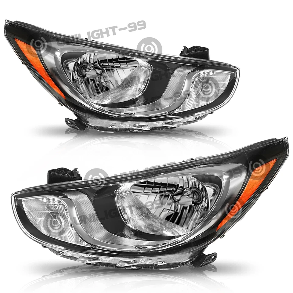 Headlights Set For 2012 2013 2014 Hyundai Accent Headlamps Left and Right Side Foto 2 de 4