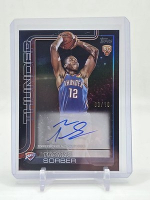 2025-26 Topps Basketball Thomas Sorber Real Ones Black Rc Auto Thunder 03/10