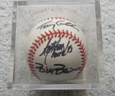 TERRY COLLINS MANAGER LA ANGELS SIGNED BASEBALL 1998 + 2 OTHER SIGNATURES 1998