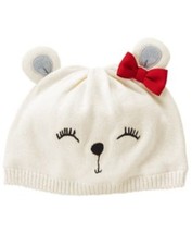 GYMBOREE HOLIDAY SHOP CUTE BEAR w/ BOW SWEATER BEANIE HAT 2T 3T NWT