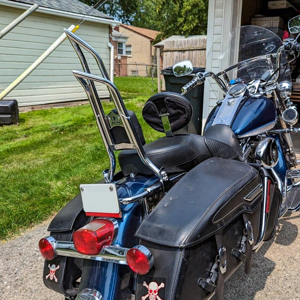 Dual Sharp-Corners Backrest Sissy Bar For Harley Electra Glide Road King 1997-08 - Image 4 of 4