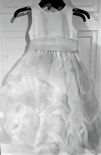 Gorgeous White Ball Gown wedding Flower girl Pageant Rose dress sz 5  L K 