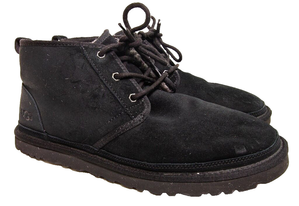 UGG Neumel Chukka Boots 3236 Black Suede Men's Size 13 Fuzzy Lined Rare image 3