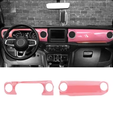 2pcs Center Console Dashboard Cover Trim For Jeep Wrangler JL JT 2018-2023 Pink 