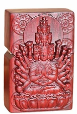 Natural Rosewood Carv Avalokiteshvara Lighter Box For Zippo Insert Kit(Case Only
