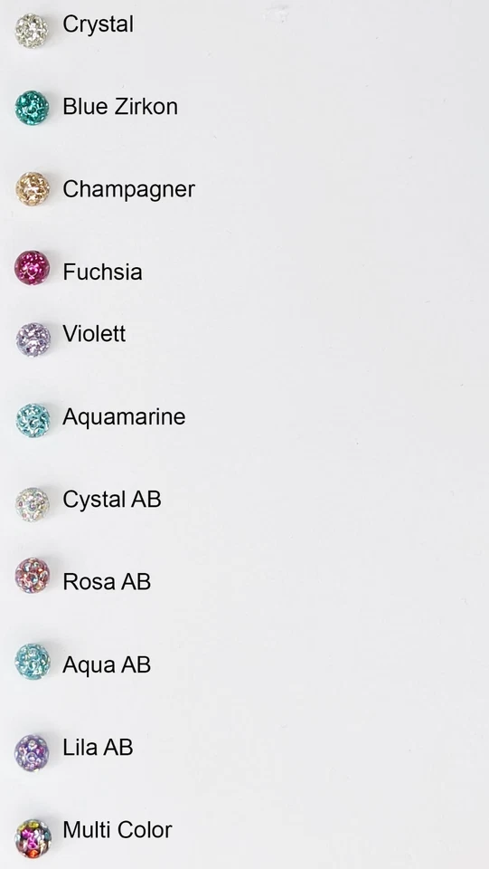 Piercing Ersatzkugel Schraubgewinde Verschlusskugel Epoxy Ferido Glitzer Strass - Bild 2 von 2