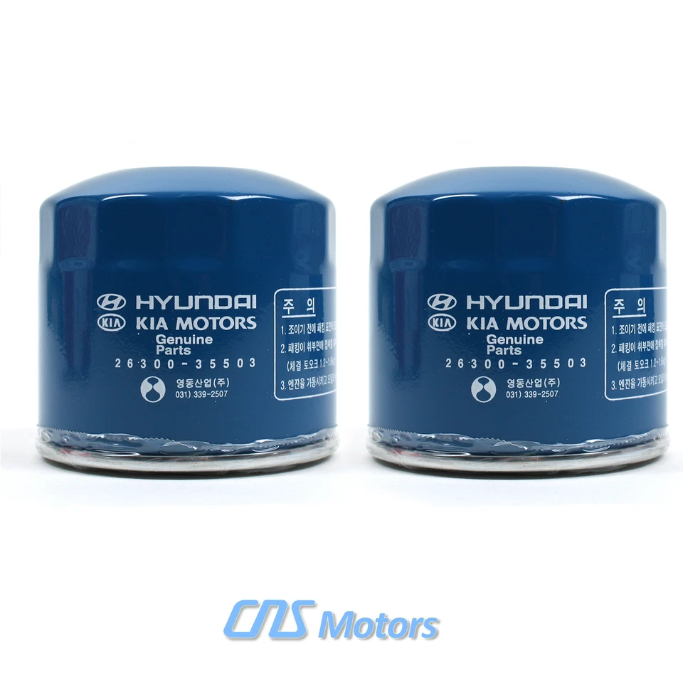 ⭐GENUINE OEM⭐ 2 PACK Oil Filters w/ Washers for Genesis Hyundai Kia 26300-35505 Foto 3 de 4
