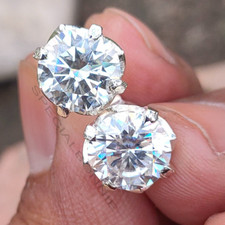 5.00 Ct Certified White Diamond Solitaire Studs -Great Luster  Sparkle  VIDEO