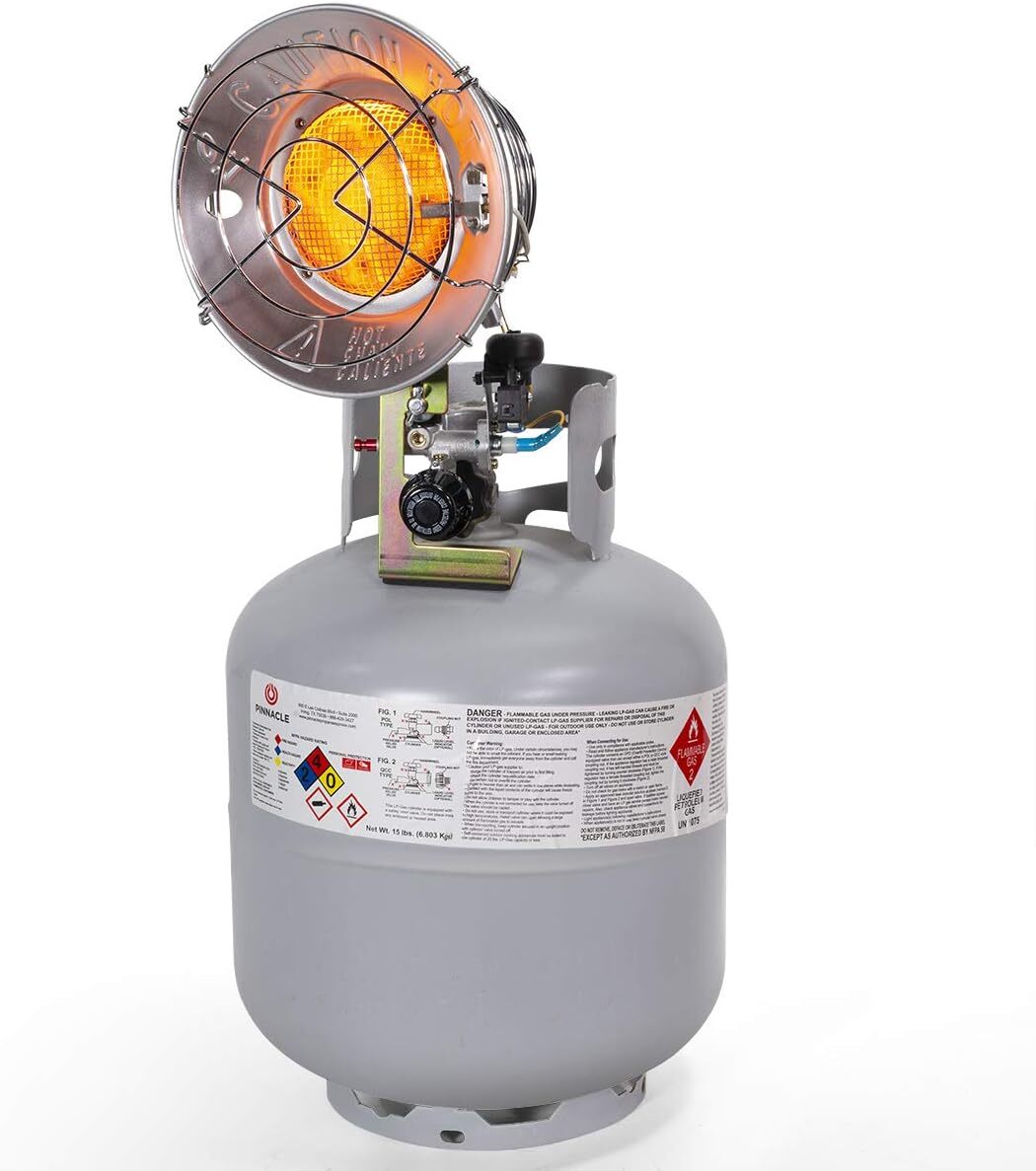 15 000 BTU Propane Tank Top Heater Single Infrared Heater Safety Shut-Off V...