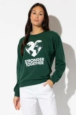 Sub_Urban Riot Womens Small Green Stronger Together Casual Pullover Sweatshirt