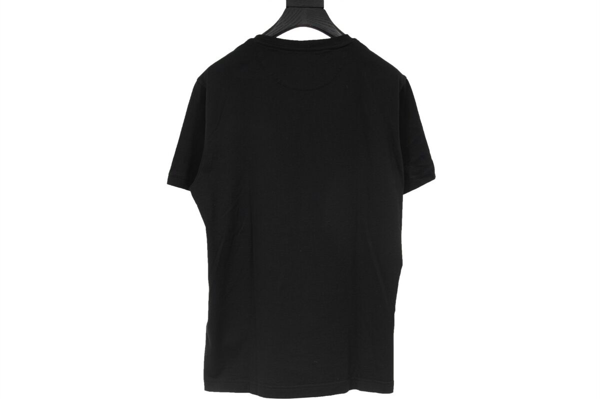 Fendi Men T Shirt Medium Black Cotton Gold Raised FF Circle Fendi Men T Shirt Medium Black Cotton Gold Raised FF Circle