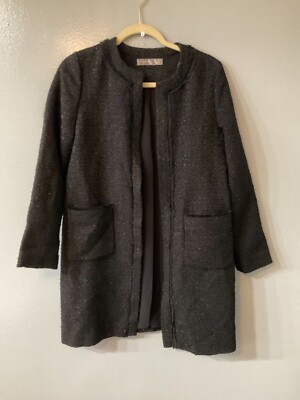 Hallhuber Donna Women s Coat Eur sz 38. US 6 Black with Metallic and lace detail