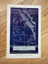 Southern Star Map for September - Antique Print - 1890