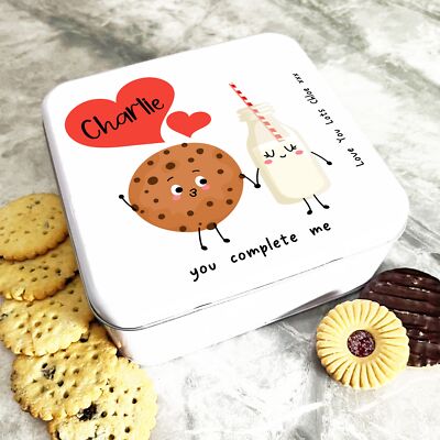 Quadratische Schokolade Keks und Milch Romantisches Geschenk Personalisierte Keksdose