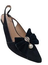 Black Color Bow with Charm Shoe Clips, Shoe Clips 2pcs
